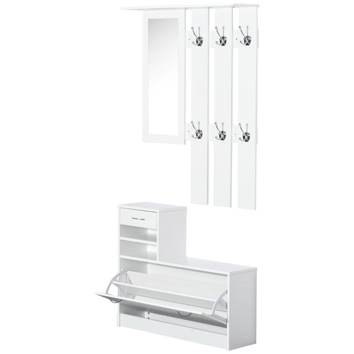 HOMCOM - meuble chaussures - Bois - 90x22x116cm - Blanc HOMCOM - meuble chaussures - Bois - 90x22x116cm - Blanc