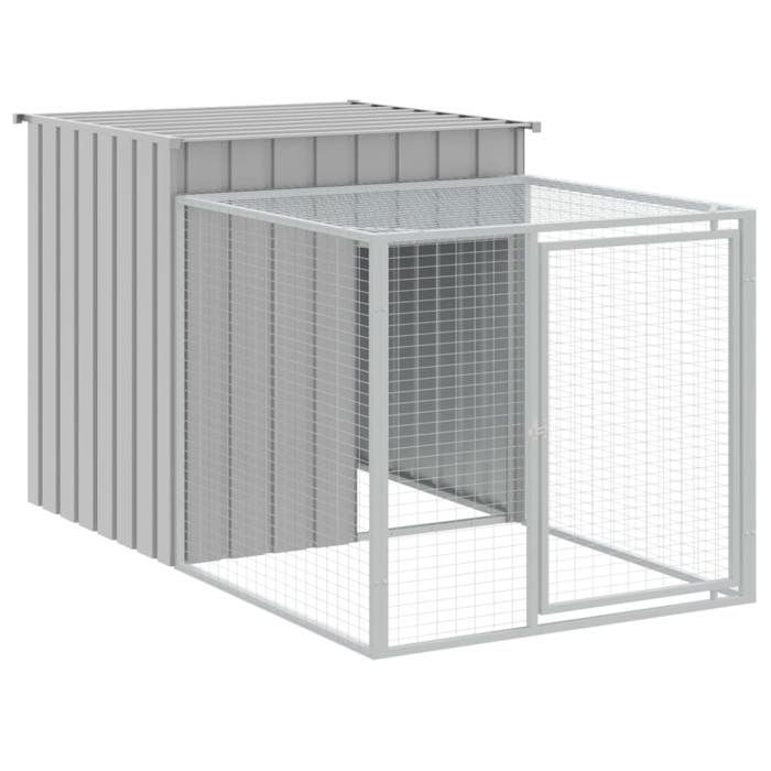 Meilleurs prix pour UU Poulailler avec cour gris clair 110x201x110 cm acier galvanisé - Pour poulets, poules CHY613229