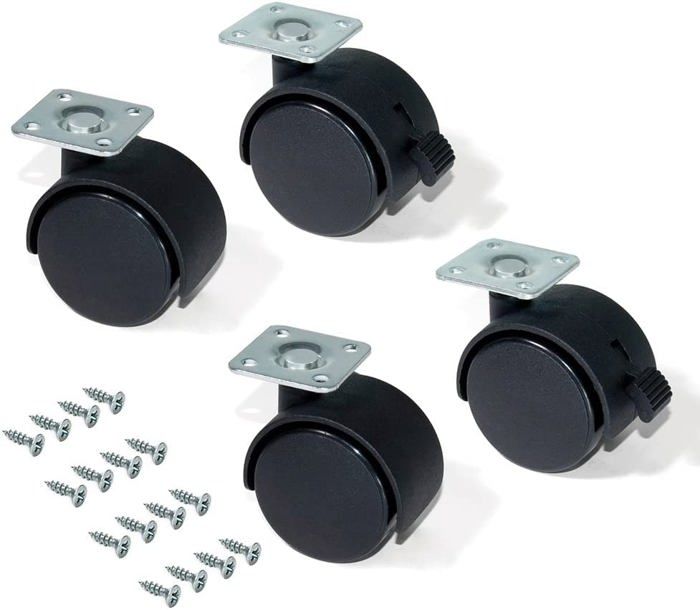 Kit De 4 Roues Pour Meubles Avec Frein, Diamètre 50 Mm, Hauteur 55 Mm Roues Pivotantes Pivotantes Modele Avec Fixation A Plaque Plaque Avec Frein 89951244