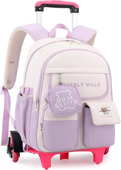 Cartable à Roulettes Enfants 30L - Sac à Dos Chariot Primaire Garçon Fille 7-14 Ans, Bleu
