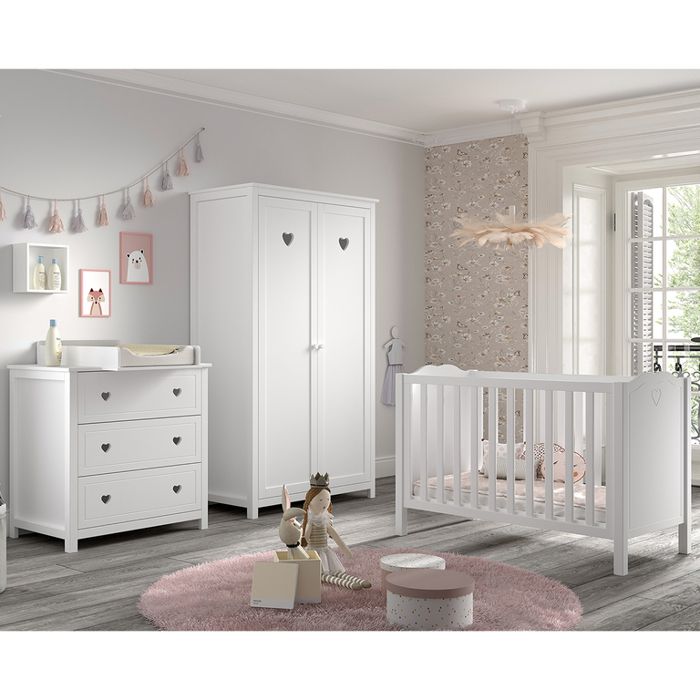 Chambre complète 2 portes Vipack - Amori - 129 x 67 x 88 2cm - Blanc