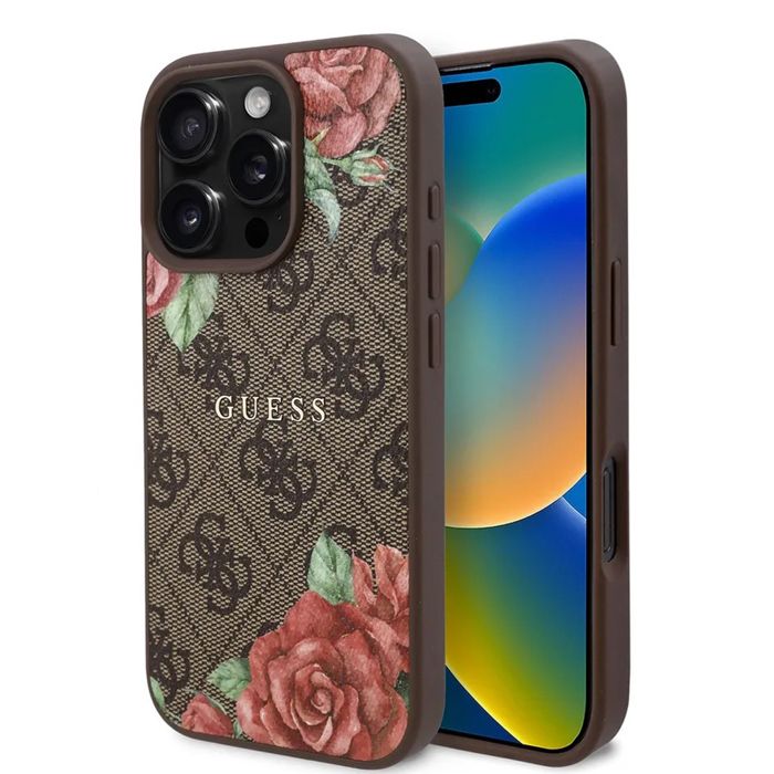 Coque pour iPhone 16 Pro Max Guess Hardcase 4G Flower Print Flower Print MagSafe GUHMP16XP4ROPEMCP - vue 2
