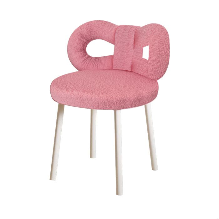 Tabouret de coiffeuse avec dossier en nœud papillon chaise de maquillage coussinets réglables sans accoudoirs rose