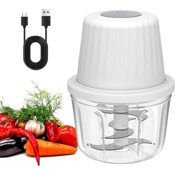 YSFMODE-Mini Hachoir Electrique400Ml Mixeur Hachoir6 Lames En Acier InoxydableHachoir Oignon Rechargeable UsbPetit Hachoir Mul - Ysfmode