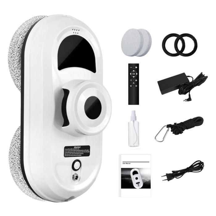 Robot Laveur de Vitre Laveur de vitre Automatique 5600pa système de sécurité Robot Nettoyeur vitre à télécommande 10 Chiffons