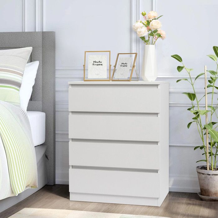 Commode de chambre avec 4 tiroirs Style scandinave moderne 60 x 38 x 78cm Blanc Commode de chambre avec 4 tiroirs Style scandinave moderne 60 x 38 x 78cm Blanc