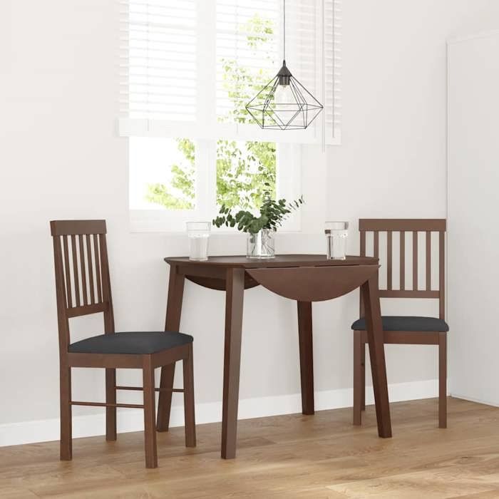 Printemps/été 2025 Chaises à manger coussins 2 pcs SOLOMON confortable marron bois massif caoutchouc - 42.5x44.5x90 cm LV2825