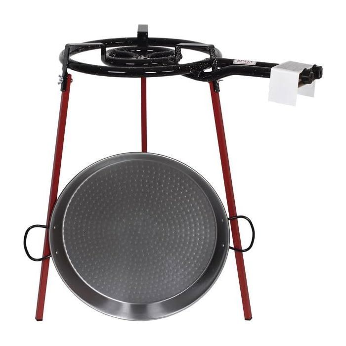 Poêle à paella - COFAN - 46 cm - Brûleur à double feux - Acier gris - Trépied inclus