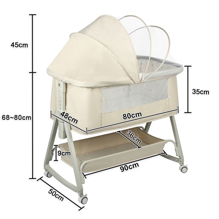 Lit Bébé VIVOLILV Hauteur et inclinaison réglables Berceau Cododoavec matelas Lit de Voyage pour Enfants 90x50 cm