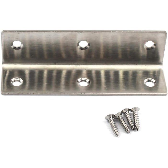 Lot de 6 équerres dangle en acier inoxydable en forme de L pour étagères en bois 100 x 25 x 25 mm