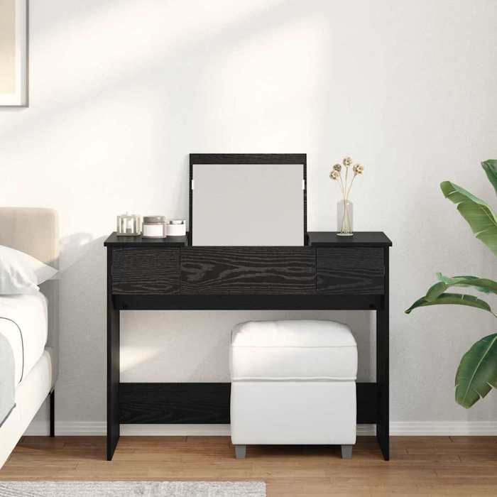 Black Week Coiffeuse pour Femmes - BURKE - Chêne noir 100x45x76 cm - Bois dingénierie CC420