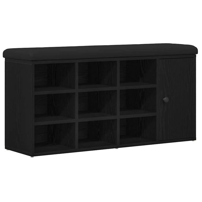 Banc de rangement moderne - vidaXL - Chêne noir - Bois dingénierie - 102x32x50 cm - 11 étagères - Usage intérieur