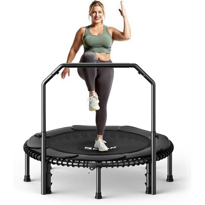 Trampoline - FED FITNESS - MAX 250kg - Élastiques - poignée réglable - stable/silencieux - int./ext. - Entraînement complet