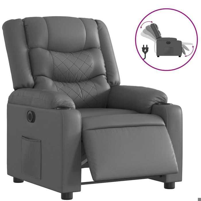 Les Soldes Fauteuil inclinable (1 PLACE) - CLOUD - Capacité de charge max. : 110 kg - électrique Gris Similicuir J4882