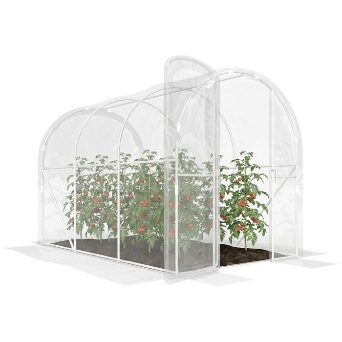 Serre de jardin tunnel - Outsunny - 3 x 2 x 2 m 6 m² avec porte à charnières bâche en PE 150 g/m² pour Légumes Plantes Fleurs