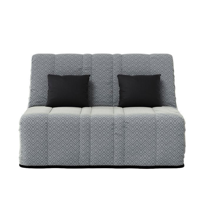 Banquette convertible NEA BZ  couchage 140x190 avec 2 coussins OFFERTS Géometrik gris