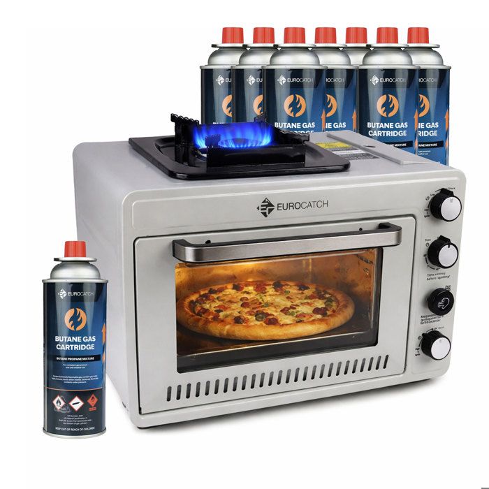 Four à gaz portable Eurocatch – Four camping 252 L avec brûleur 21 kW – Allumage électronique – Extérieur & usage domestique