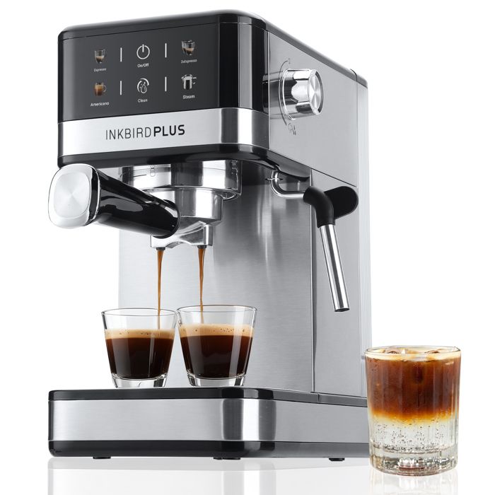 INKBIRD 5-en-1 Machine à Expresso 20 Bars – Latte Cappuccino Double Fonction Vapeur Café Inox Grande Réservoir Mousseur à Lai