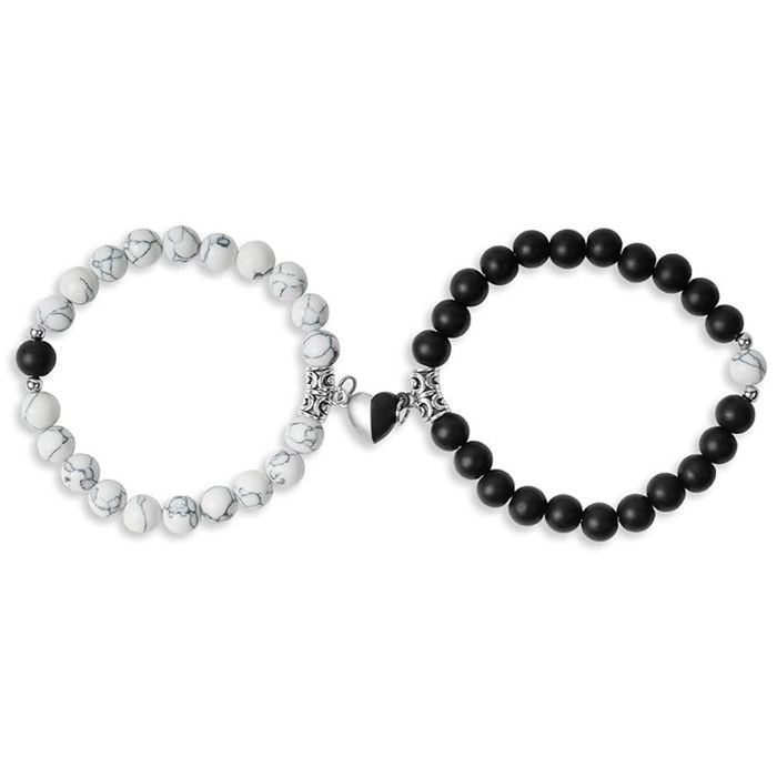 XJYDNCG Bracelet Magnétique Couple en Pierre Naturelle - Réglable Bracelet dAmitié pour Hommes et Femmes