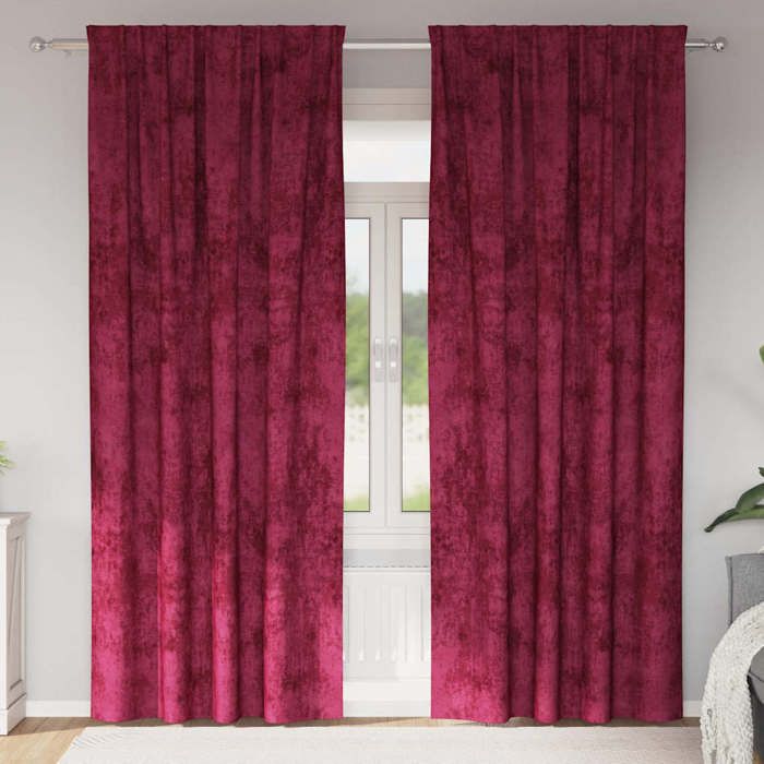 vidaXL Rideaux en velours 2 pcs Rouge bordeaux 245 x 140 cm Velours 4107681
