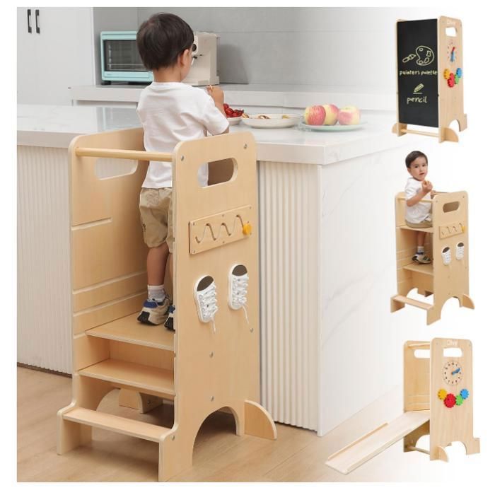 Tour dapprentissage Montessori 4 en 1 Kids - Échelle en Bois - Tabouret escabeau à 4 marches - Tour de Cuisine pour Enfants - Tour
