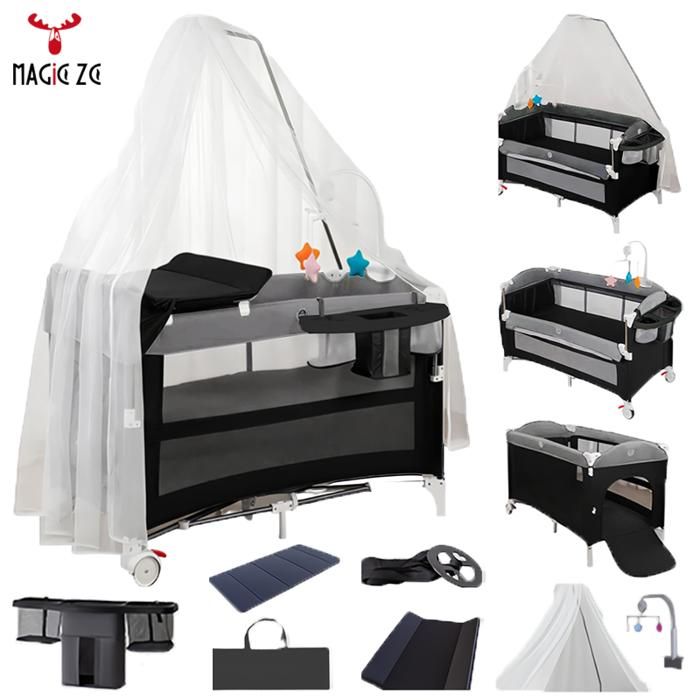 Lit parapluie 2 en 1 Magic ZC Convertir en parc bebe Lit bebe parapluie pliant Cododo 0-3 ans Avec matelas Table à langer 7 cadeaux