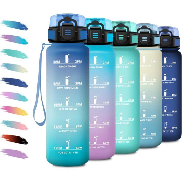Gourde 500ml Gourde Enfant avec Filtre Bouteille de Motivation Bouteille deau Anti Fuite Bouteille