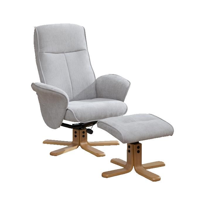 Fauteuil de Relax Pivotant à 360° avec Repose-pieds - Chaise Longue en Chenille Fauteuil Inclinable pour Salon et Bureau Gris