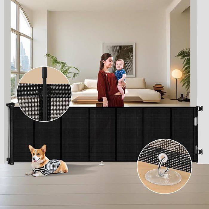 Barrière de Sécurité pour et Chien15M/3M/5MRenforcement en Fibre de VerreNoir 3M Noir