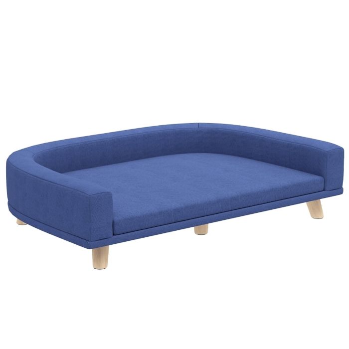 Canapé pour chien - Bleu - Polyester - 98x67x25 cm - 9.7 kg - Coussin amovible - Pieds en bois de pin