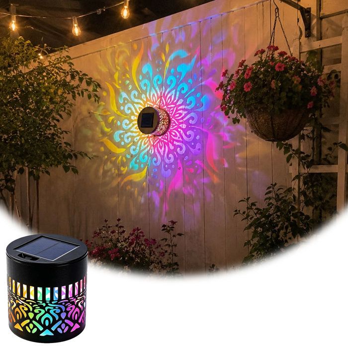 Lanterne Solaire Mandala 1 Pièce Lanterne Solaire Exterieur Jardin Lumières de couleur Appliques Murales pour Balcon Terrasse