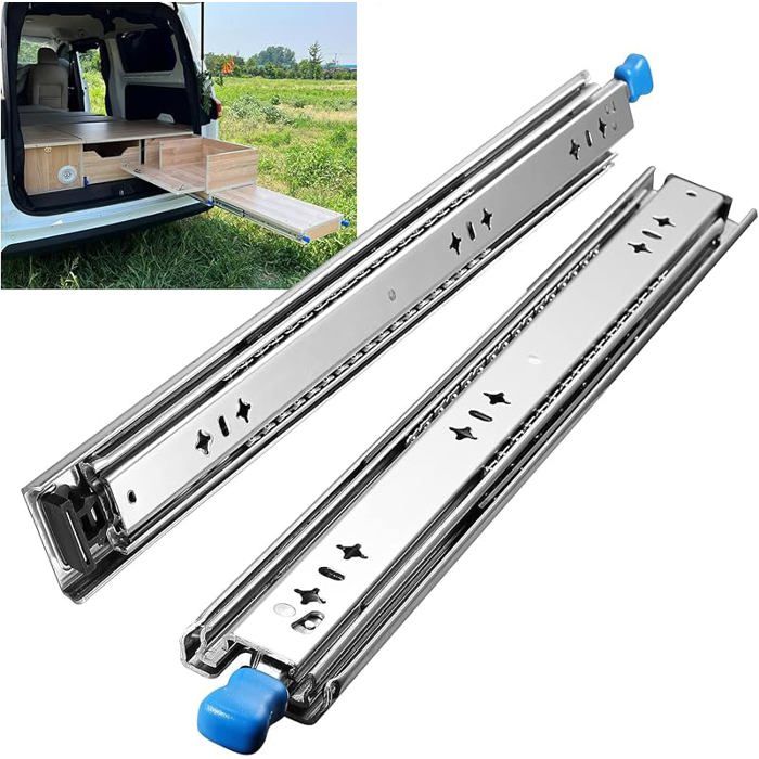Glissières pour tiroirs robustes capacité de charge jusqu& à 120 KG avec serrure Extension 550 mm 1 Paire 550MM(22INCH)