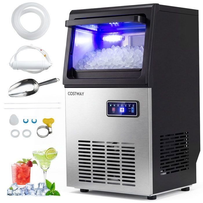 COSTWAY Machine à Glaçons Professionnel 41kg/24 H avec Fenêtre Transparente Écran Numérique et Pelle à Glace pour Maison Bar Café