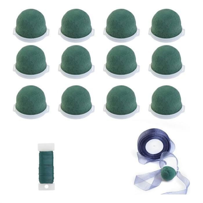 12Pièces Mini Support Rond en Mousse Florale Bloc de Fleurs Vert Sec et Humide pour Fleuriste Fournitures DArrangem FLEURS COUPEES