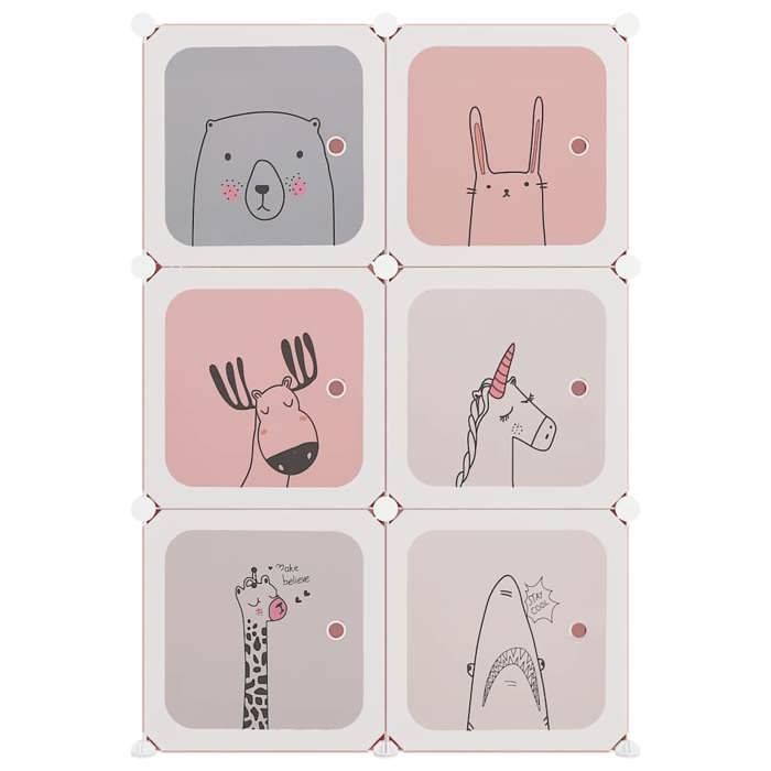 Meuble entree - vidaXL - CHIC - Armoire de rangement pour enfants avec 6 cubes Rose PP - 5.35 kg FR436470