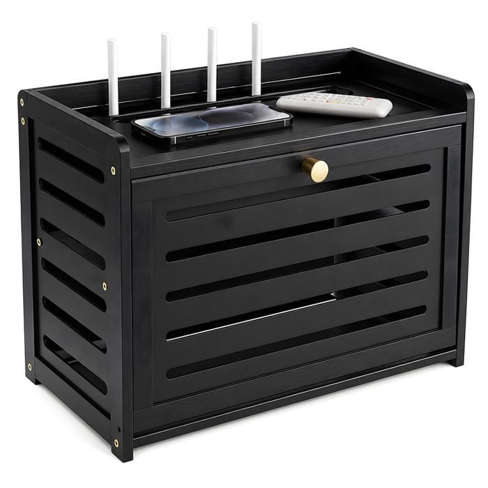 Cache de routeur boîte de rangement en bois étagère murale boîte de gestion des câbles armoire Wi-Fi couverture pour modem
