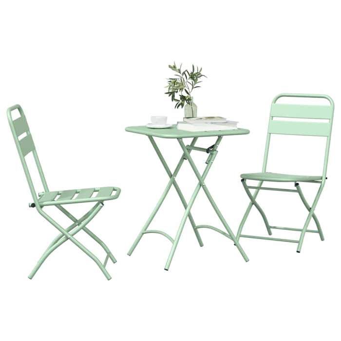 BEAU Meuble balcon - Ensemble bistrot 3 pc - Table Balcon + 2 chaises - Vert - Acier[23828]