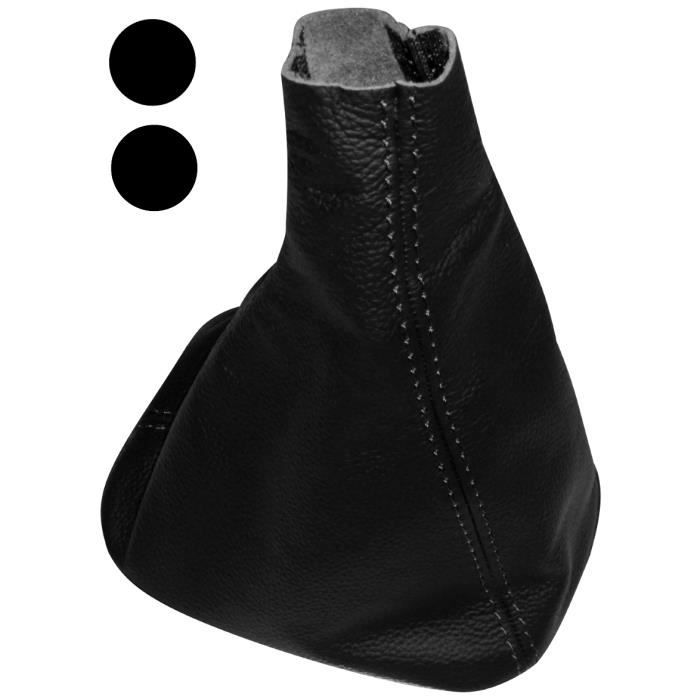 Soufflet de levier Cuir Noir Bleu Coutures 