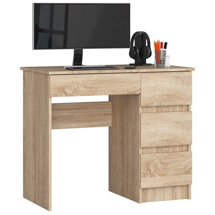 Bureau dordinateur AKORD droit A7 Chêne Sonoma 90 cm 4 tiroirs façade Chêne Sonoma 90x50x77 cm Bureau dordinateur AKORD droit A7 Chêne Sonoma 90 cm 4 tiroirs façade Chêne Sonoma 90x50x77 cm