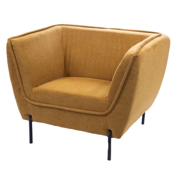 Fauteuil en tissu moutarde Provence - Amadeus Fauteuil en tissu moutarde Provence - Amadeus