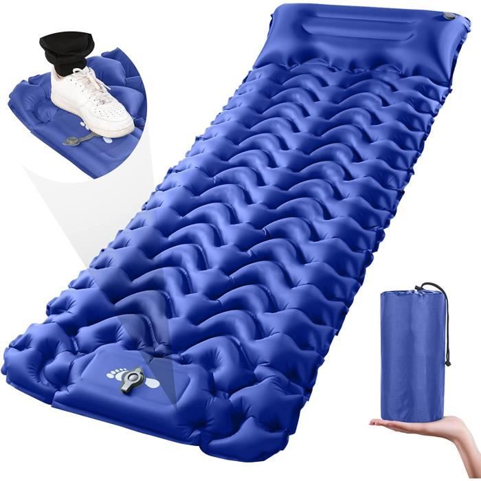 Matelas Camping Gonflable 2 Personnes – Gonflage Rapide Au Pied, Léger, Appui-tête Intégré (195x120 Cm)