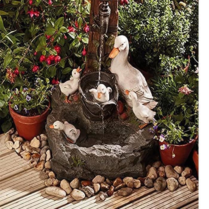 Statue de jardin en résine - ANNEFLY - Canard Solaire - 15*9*11 cm - Statue de canard solaire avec lumières