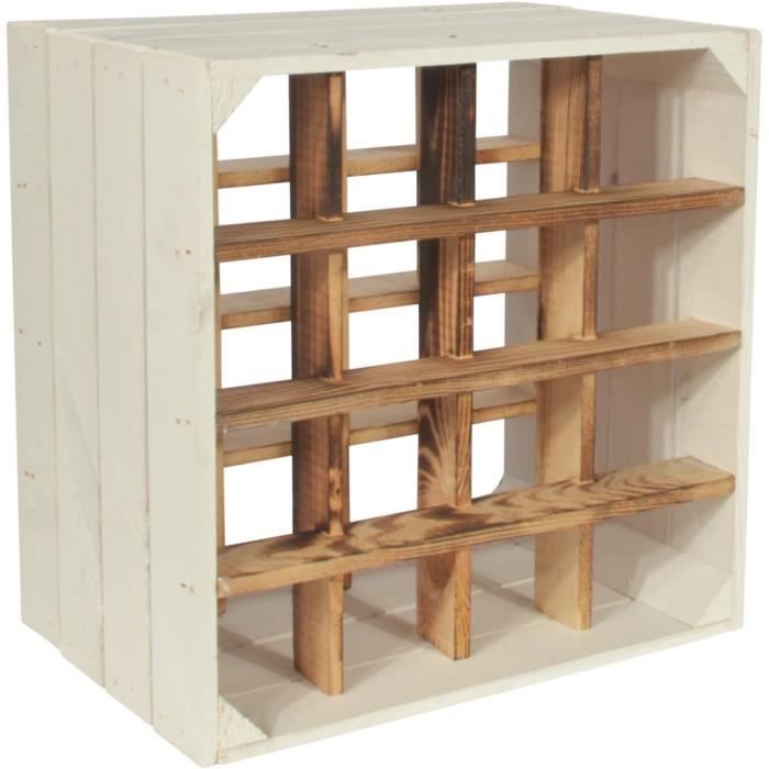 Caisse En Bois Flammé 40x30x20 Cm - Boîte à Fruits, Rangement Vin, Déco Rustique - Pin Massif Caisse Bois Flammé