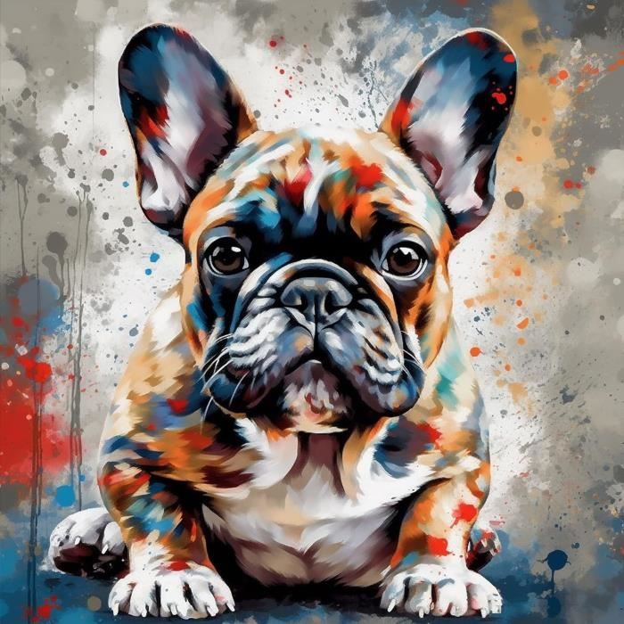 Peinture par numéro Happy Bulldog pour adultes - Kit créatif