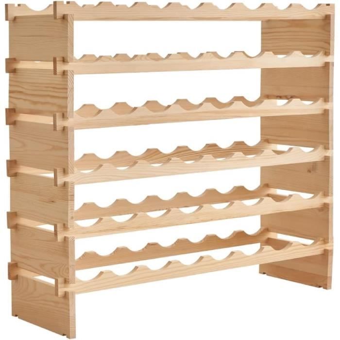 Casier à Vin En Pin Massif Pour 36 Bouteilles - Dimensions 85 X 24 X 44 Cm, Design Modulaire Empliable - Pour Cave, Bar, Restaurant