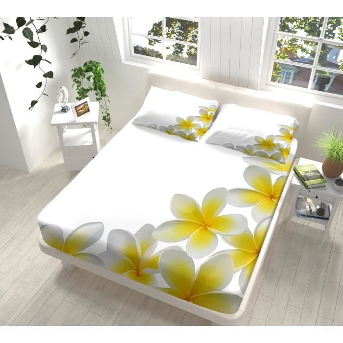 Drap Housse Microfibre Odot - Motif Fleurs Roses | Pour Matelas Jusqu'à 25cm | Élastique 360° | 90x200cm