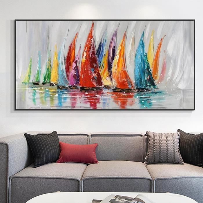 Tableau Photo Sur Toile Moderne - Impression Art Abstrait Noir Jaune Or - Format 100x50 Cm - Neuf