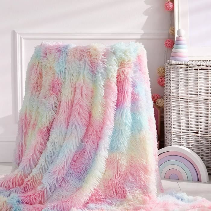 FOMUNI Couverture Blanche Arc-en-Ciel Pour Bébé - Douce Et Réconfortante Avec Étiquettes Sensorielles