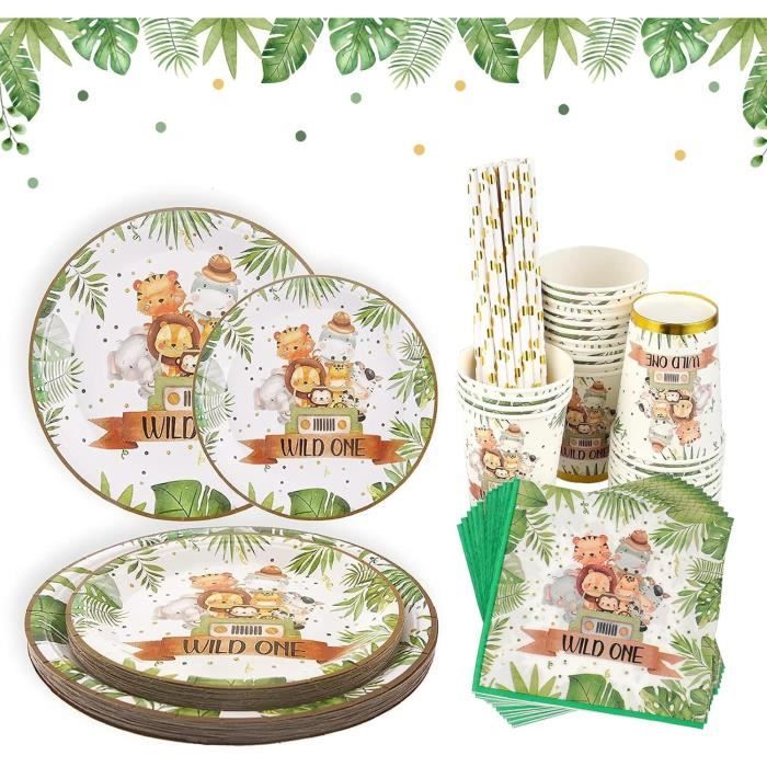Ensemble Vaisselle Jetable Camouflage 73 Pièces Pour 24 Personnes - Assiettes, Gobelets, Serviettes + Nappe - Thème Armée, Fête, Camping