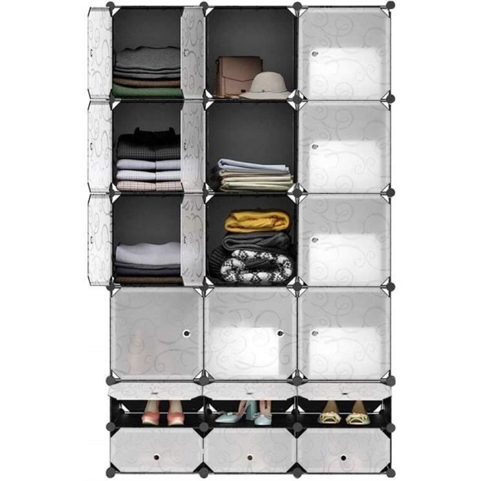 Armoire Penderie Portable 18 Cubes Etagere De Rangement Avec